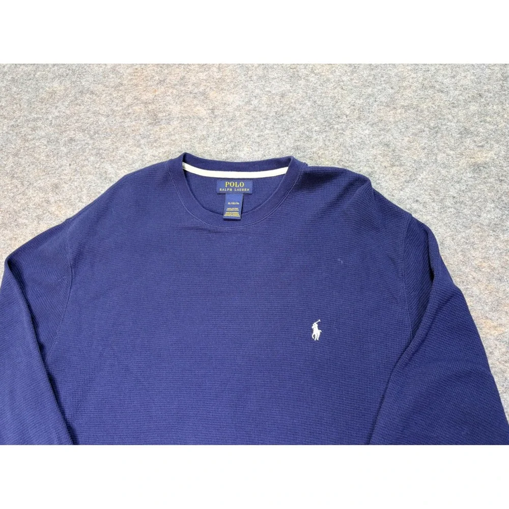 Polo Ralph Lauren Mens XL Blue Long Sleeve Cotton Thermal Waffle Knit‎ Shirt Top